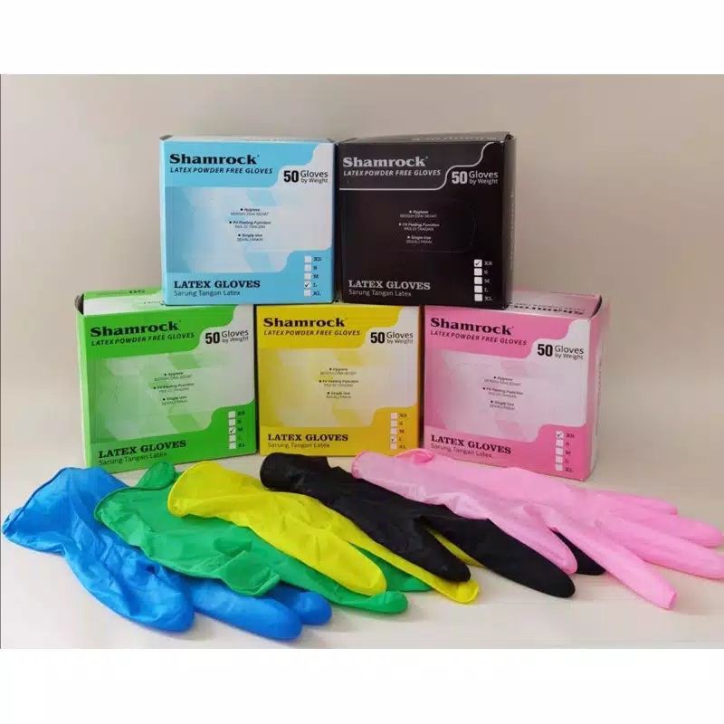 Shamrock Color Latex Examination Gloves - Powder Free Gloves