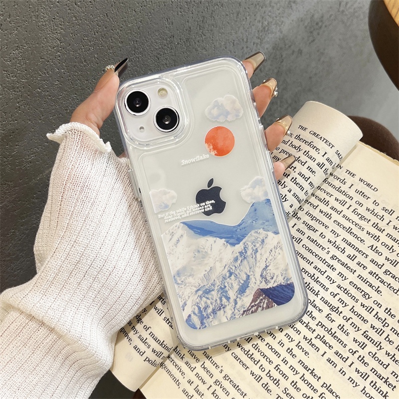 Soft Case Transparan Motif Peta Gunung Peak Untuk iphone 11 12 13 pro max x xs xr xsmax 7 8 plus