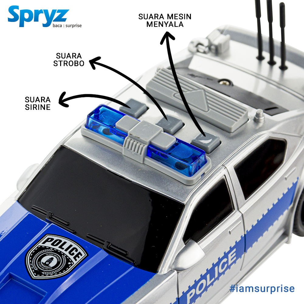 Spryz Citysquad Mainan Mobil Polisi 1:20 dengan Mesin Friction, Lampu &amp; Suara