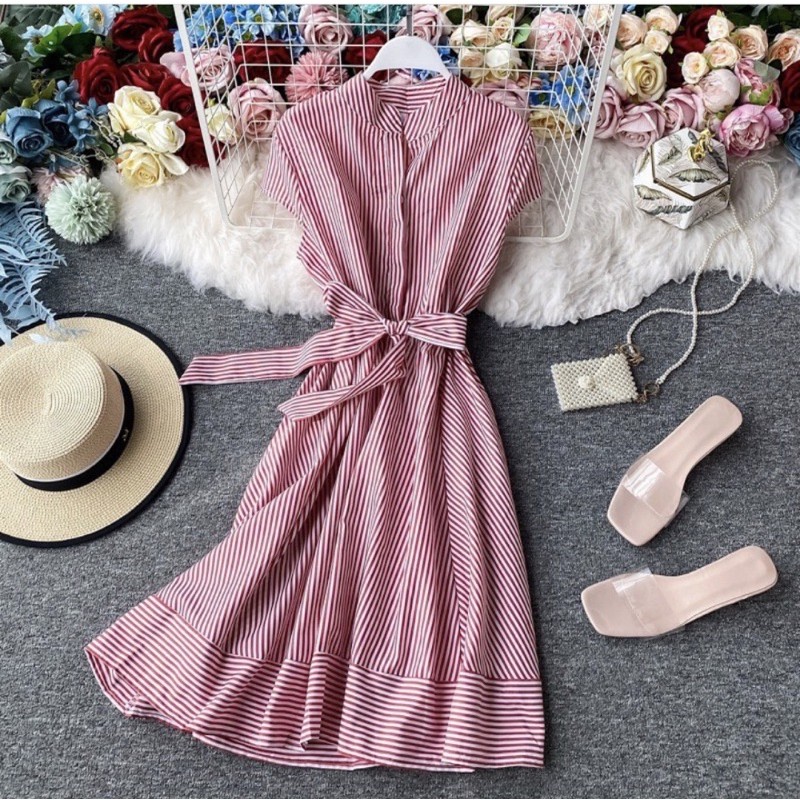 dress pendek wanita / dress salur / dress casual wanita