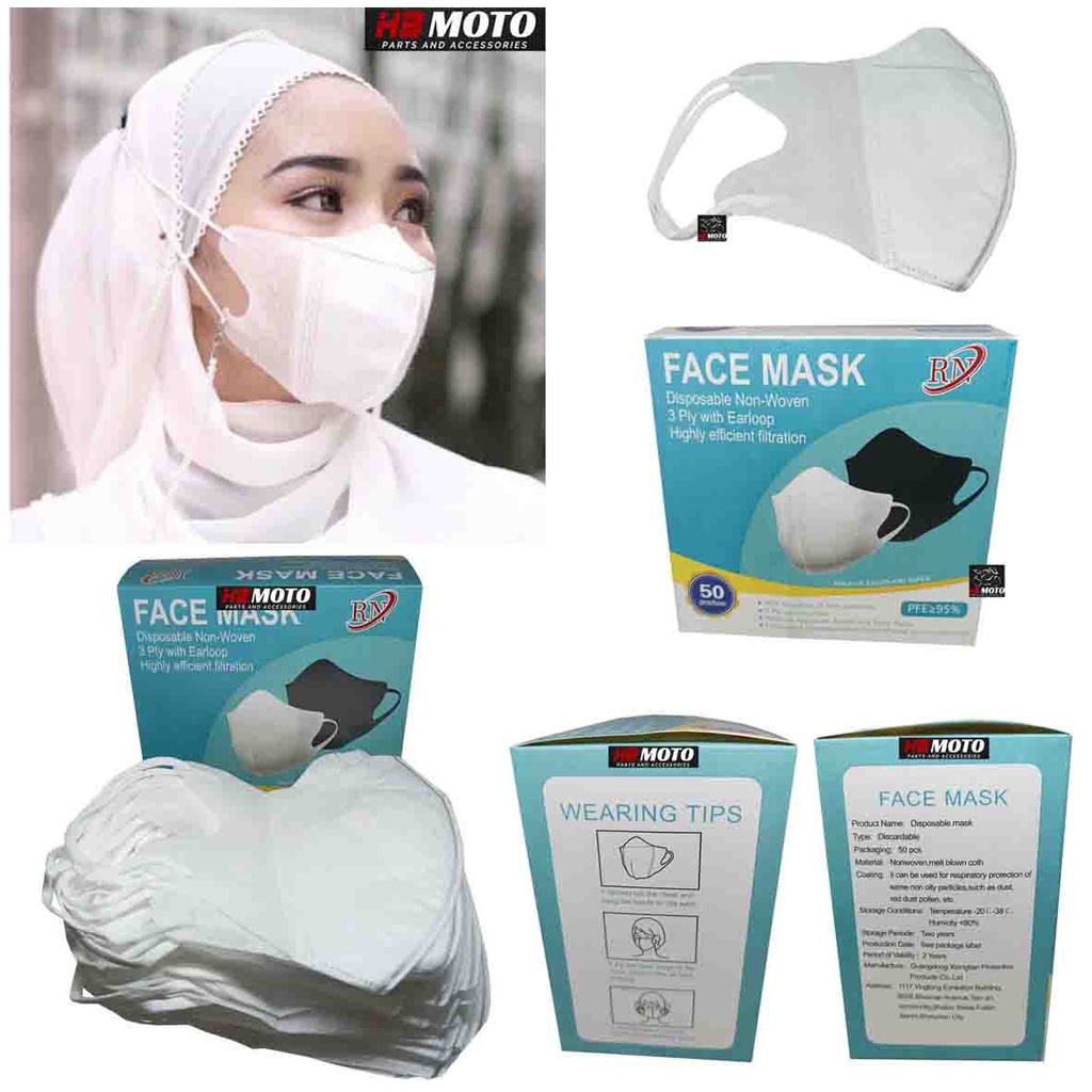 1 Bungkus isi 10 Pcs Masker Duckbill RN Face Mask/Duckbil Putih/Duckbill 3 Ply Face Mask/Earloop Fac