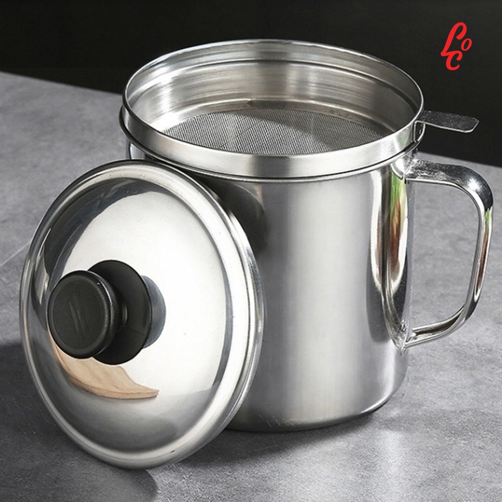 Gelas Tempat Saringan Minyak Goreng Stainless Steel Strainer Gorengan Filter Oil Pot