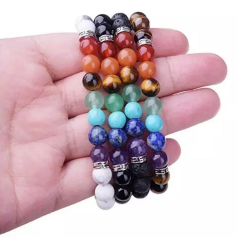 Grosir Gelang Yoga Batu Alam 7 Chakra Healing Properties 8 mm.