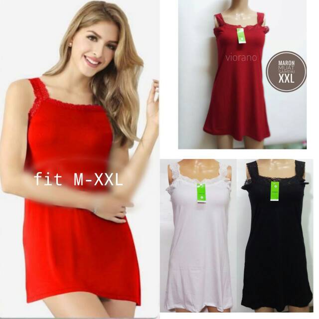 Camisol Jumbo Panjang Renda Viorano Super Soft / Singlet Tanktop Renda Panjang / Dalaman Gamis 04