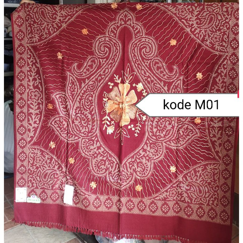 Sorban bordir almas bahan tebal full tenun