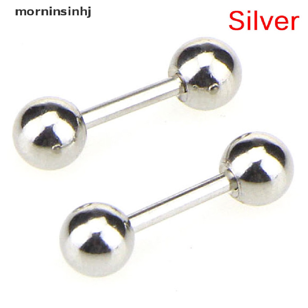 Mornin Anting Tindik Tulang Rawan Telinga Bentuk Barbell Bahan Stainless Steel