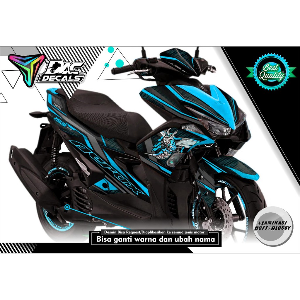 Sticker decal full body Yamaha aerox hitam biru