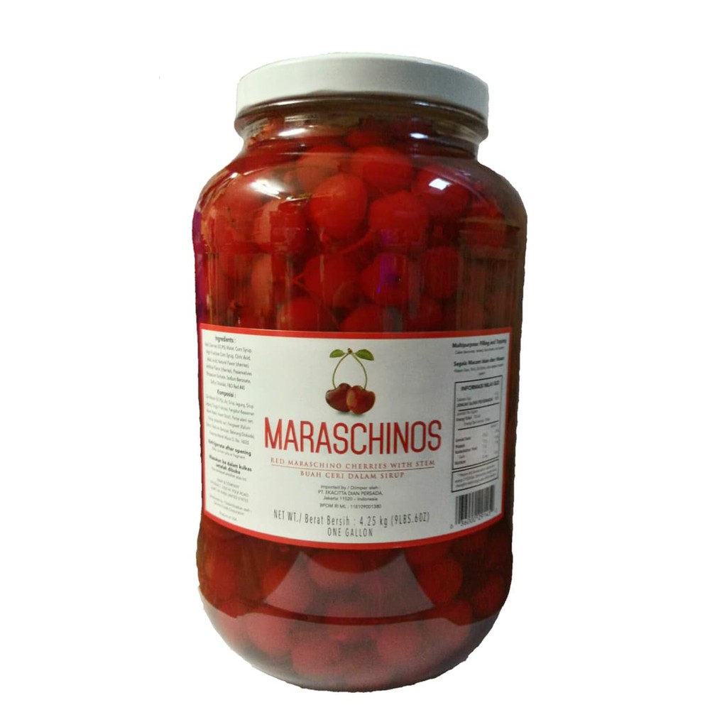 

Maraschino Cherry/Buah Cherry Merah Tangkai 100gr