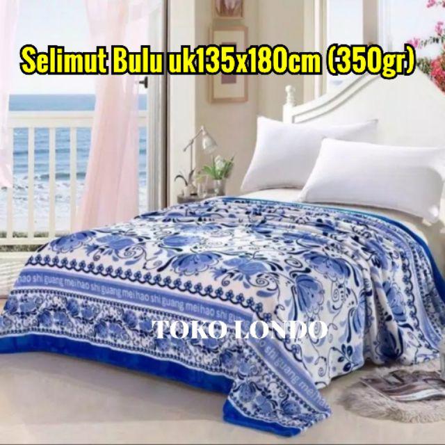 [TERMURAH] SELIMUT DEWASA Selimut Bulu Motif Garis2 Abstrak Bunga2 MMC Uk135x180 HALUS LEMBUT 350gr-Blue Flower
