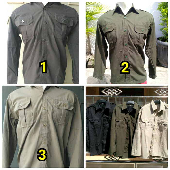 promo Kemeja Lapangan I Kemeja PDL Polos Kain Ripstop Outdoor Indoor
