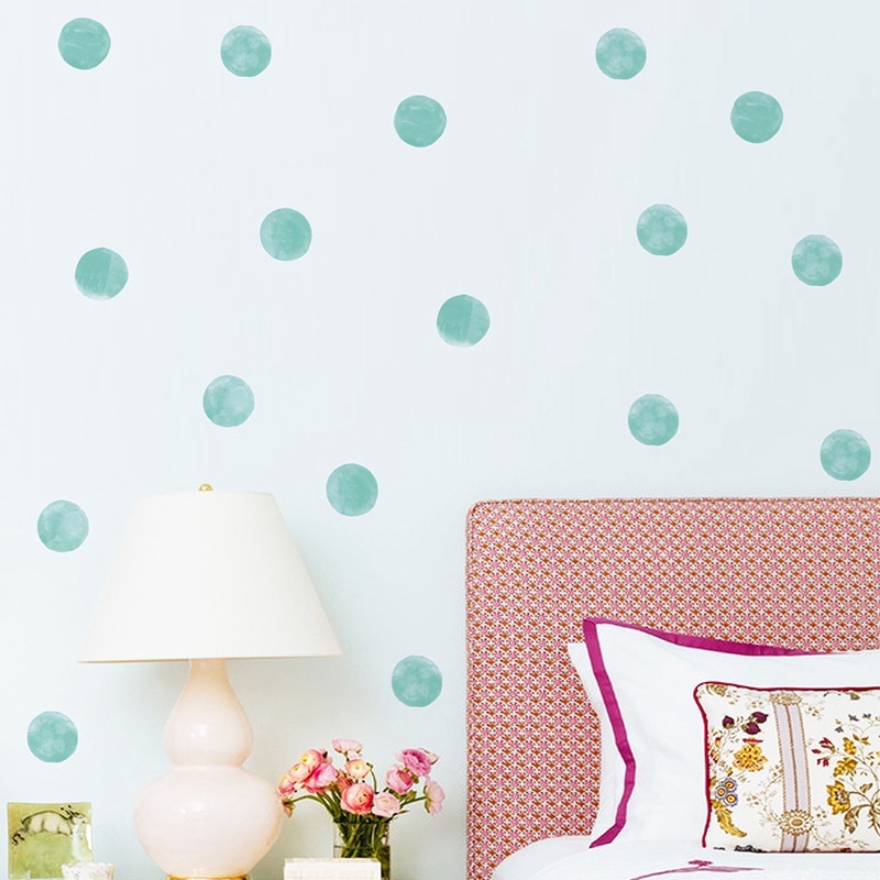 Creative Simple Removable Green Polka Dot PVC Wall Sticker for Kindergarten Bedroom Decoration 20x30cm