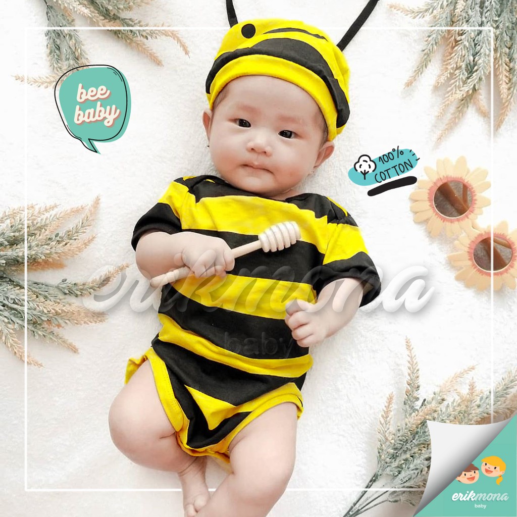 baju bayi jumper bayi baju anak lebah / baby romper bee