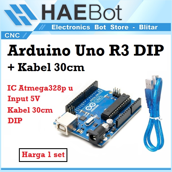 [HAEBOT] Paket Arduinoo Uno R3 DIP atmega16 atmega328p + Kabel 30cm Mikrokontroller Module Papan Clone AVR Board Controller