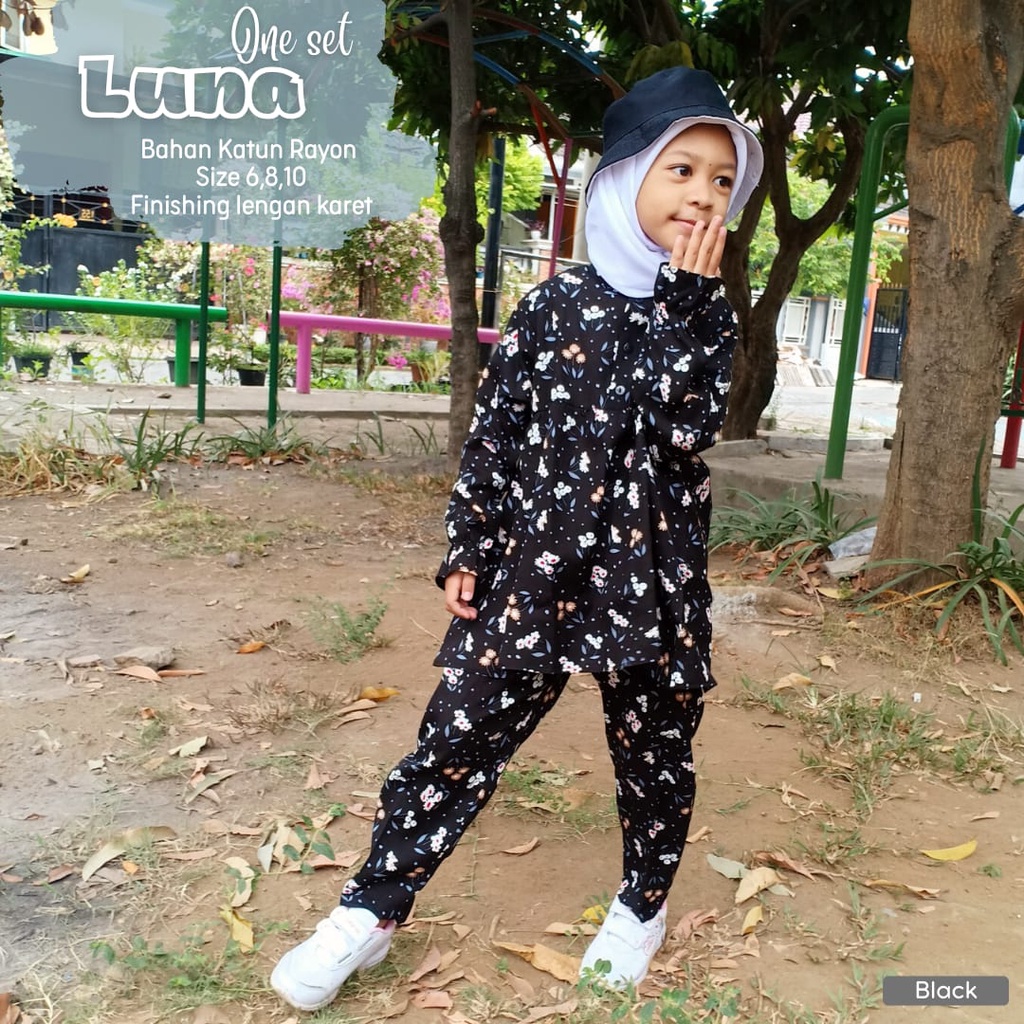 NEW!!! Piyama Anak/One Set Kids _ Luna One Set _ Bahan Katun Rayon _ Nyaman di Pakai - Baju Setelan Anak / Baju Tidur Anak