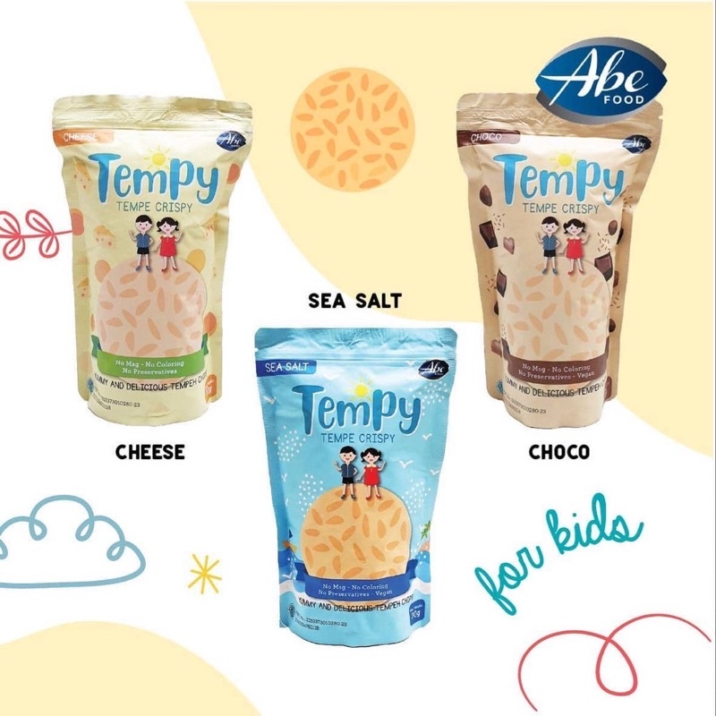 ABE FOOD Tempy 70g - Tempe Crispy - Snack Sehat - Cemilan Anak NO MSG - Keripik Tempe - Makanan Ringan