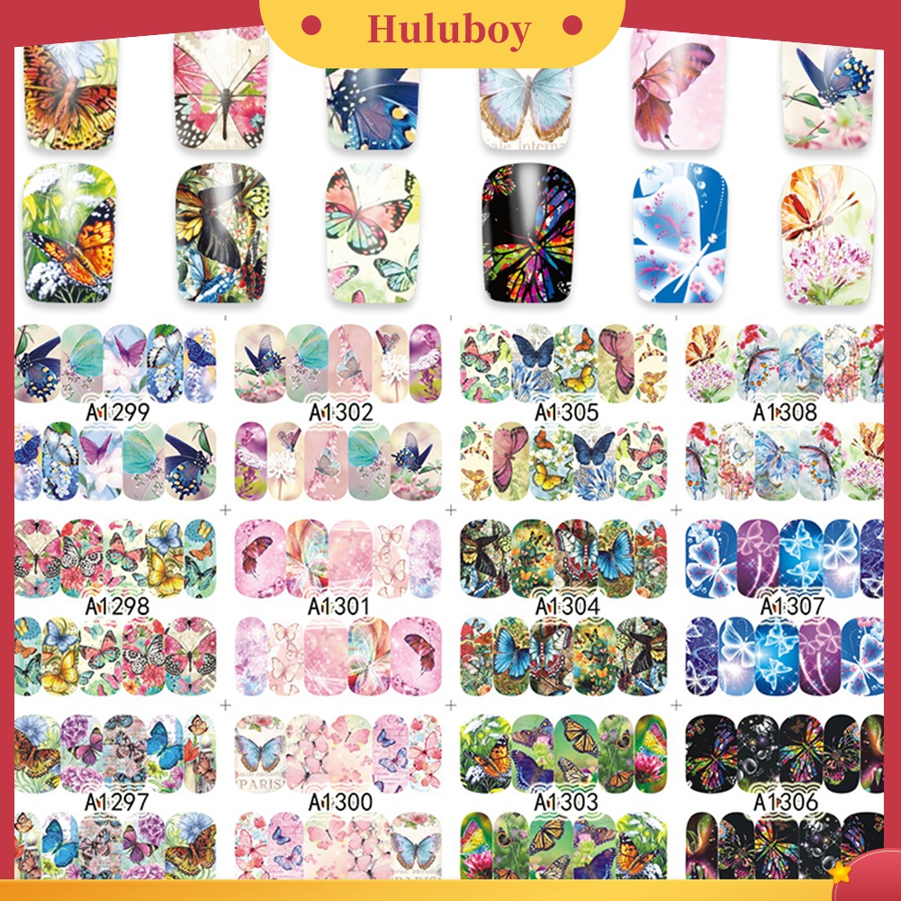 Huluboy Huluboy♡ 1 Lembar Stiker Kuku Transfer Air Motif Bunga / Dream Catcher Untuk Dekorasi Manicure DIY