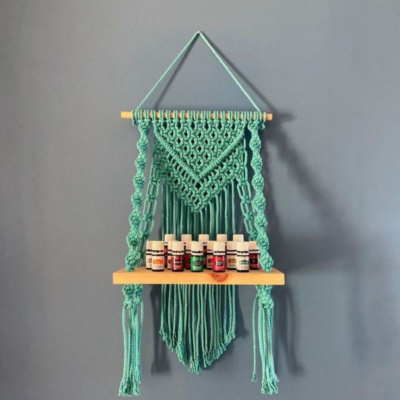 READY STOK) macrame rak kayu /oil organizer/ macrame ambalan/ Dekorasi rumah