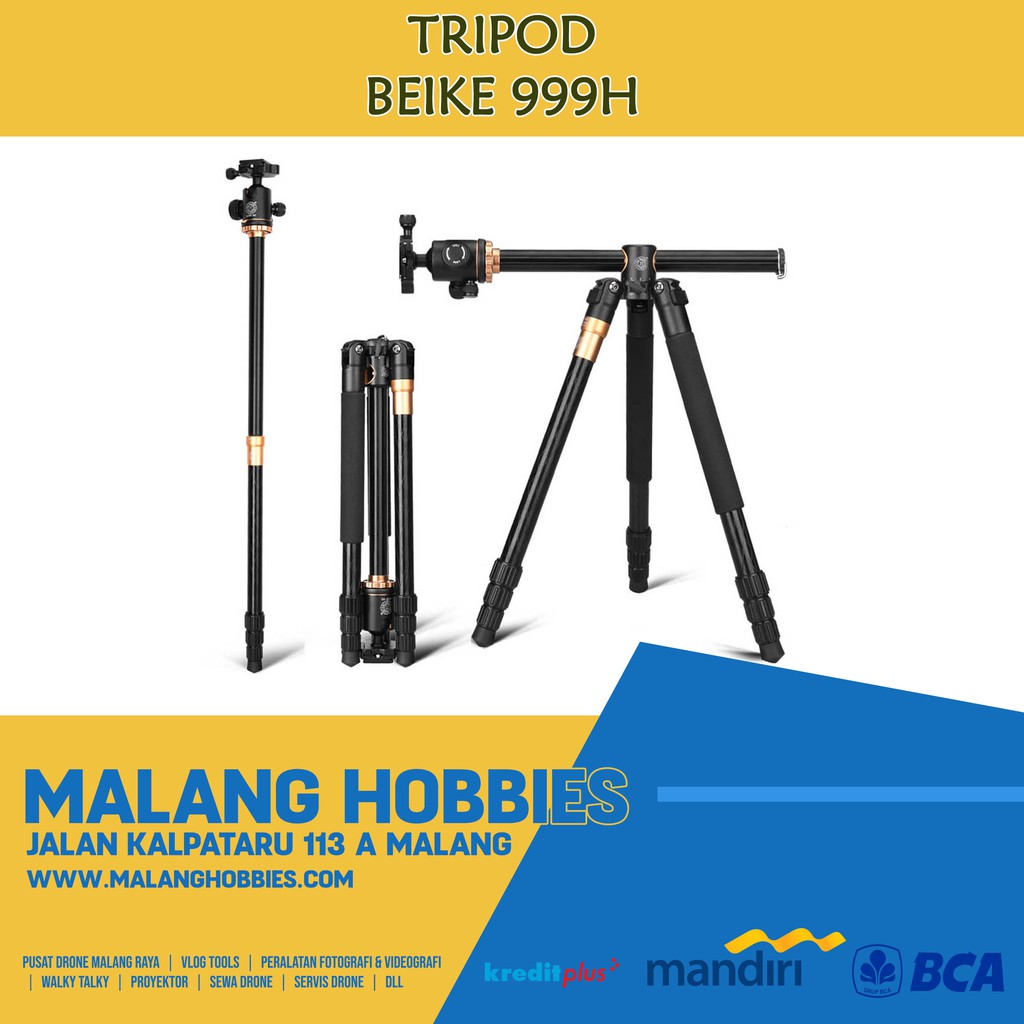 Tripod Beike Q999h │ Horizontal & Vertical Tripod Q-999H
