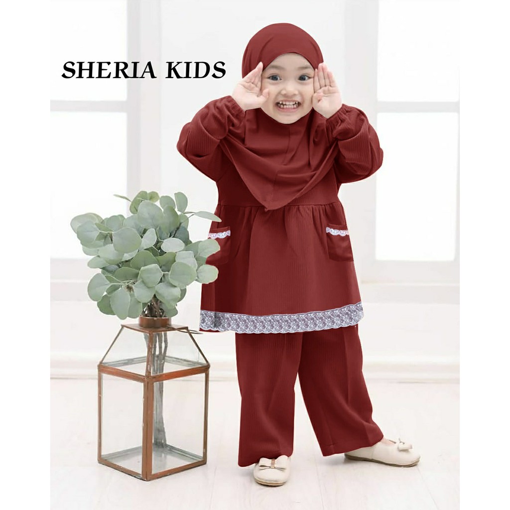 Baju Anak Peremuan Terbaru Edisi 1212 2022 SHERYL KIDS - Baju Setelan Muslim 3 In 1 Anak Perempuan U