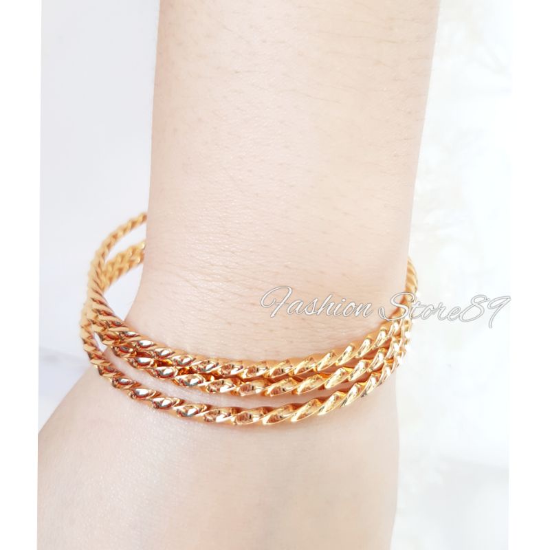 Gelang set-12 keroncong (perhiasan lapis emas 18k) Gelang keroncong isi 12pcs set 7 dan set 3