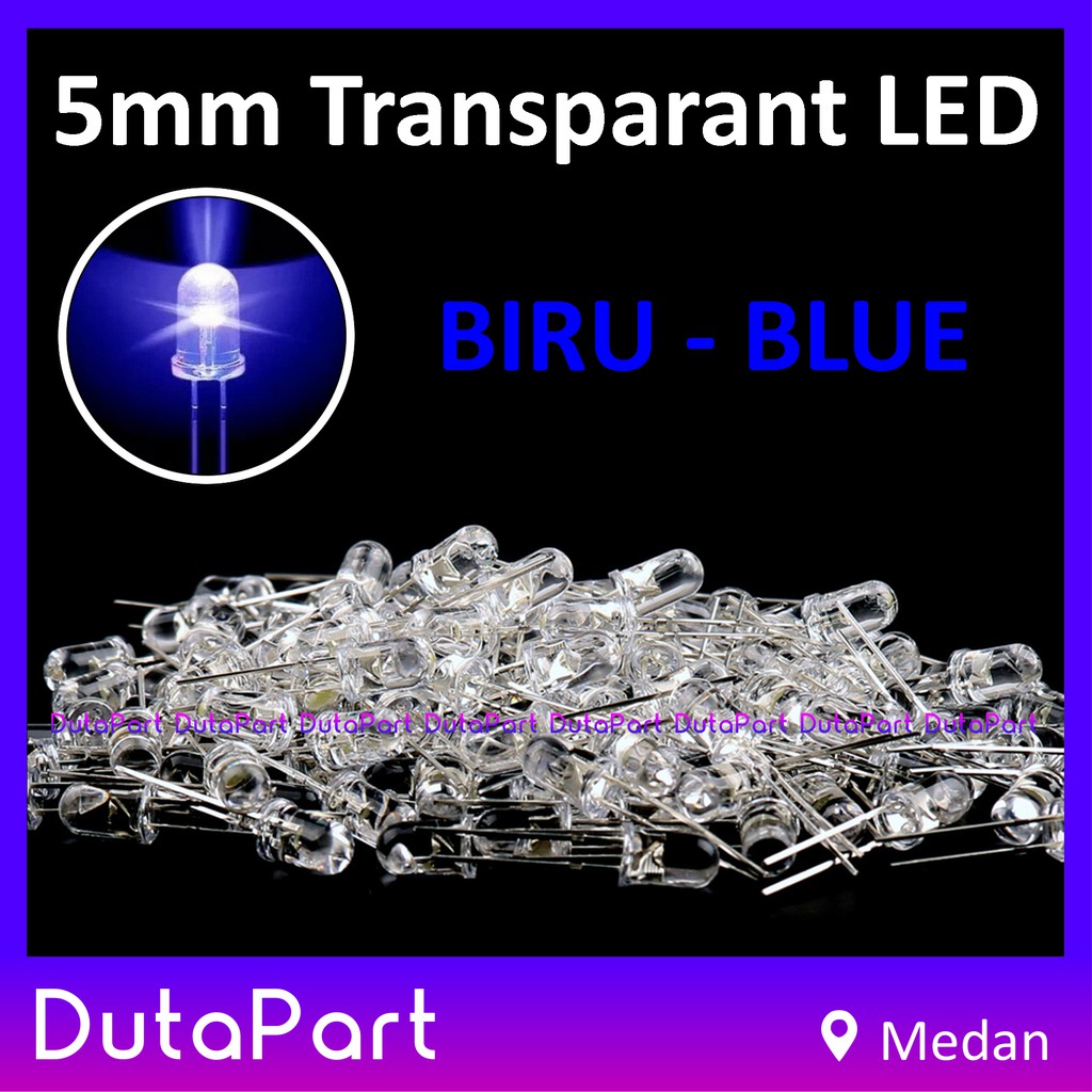 LED 5mm BIRU BLUE Transparant Bening F5 LED Dioda KUALITAS BAGUS