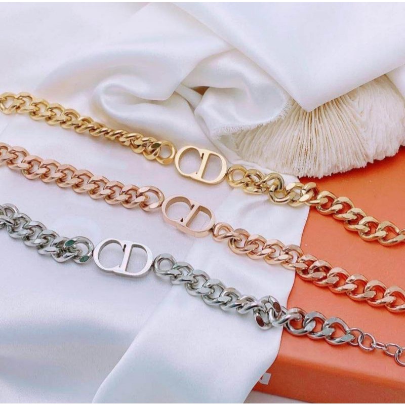Gelang Rantai Sisik Naga CD Antikarat Titanium Asli Gold