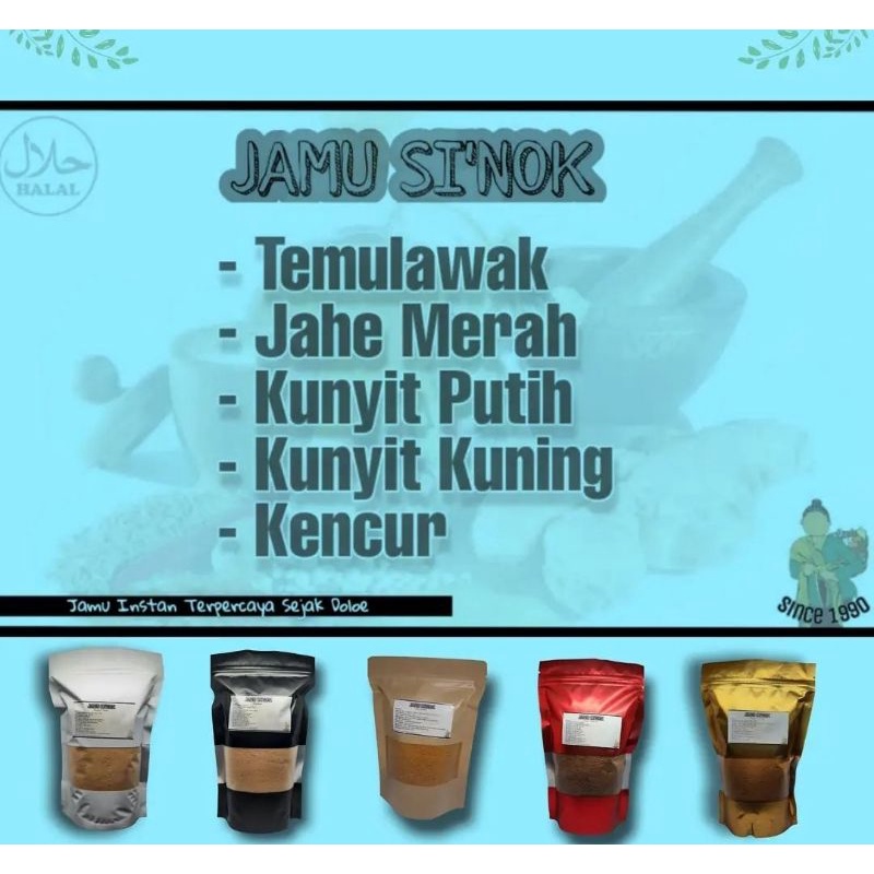 

(Jamu Si'Nok) Jahe merah temulawak kunyit putih kunyit kuning kencur (Jamu instam sehat)