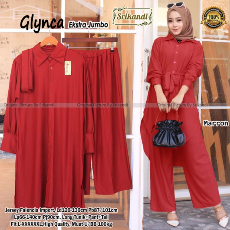 Setelan Extra Jumbo Glynca Bahan Jersey Falencia Ori Srikandi