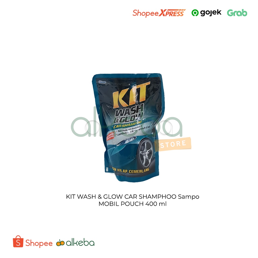 KIT WASH &amp; GLOW CAR SHAMPHOO Sampo MOBIL POUCH 400 ml