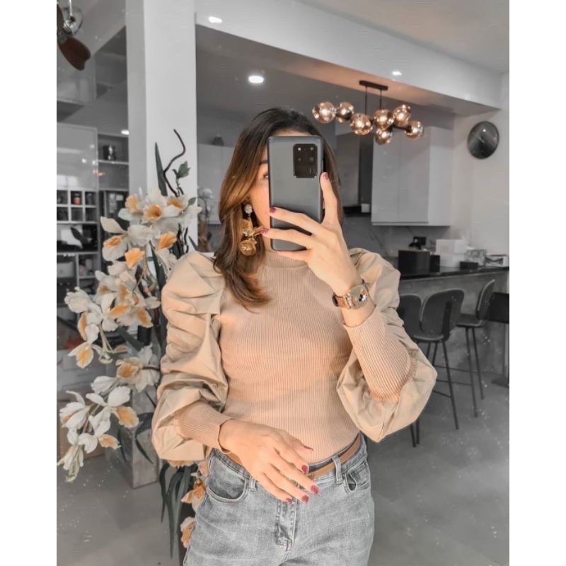 blouse puff lengan balon import moca