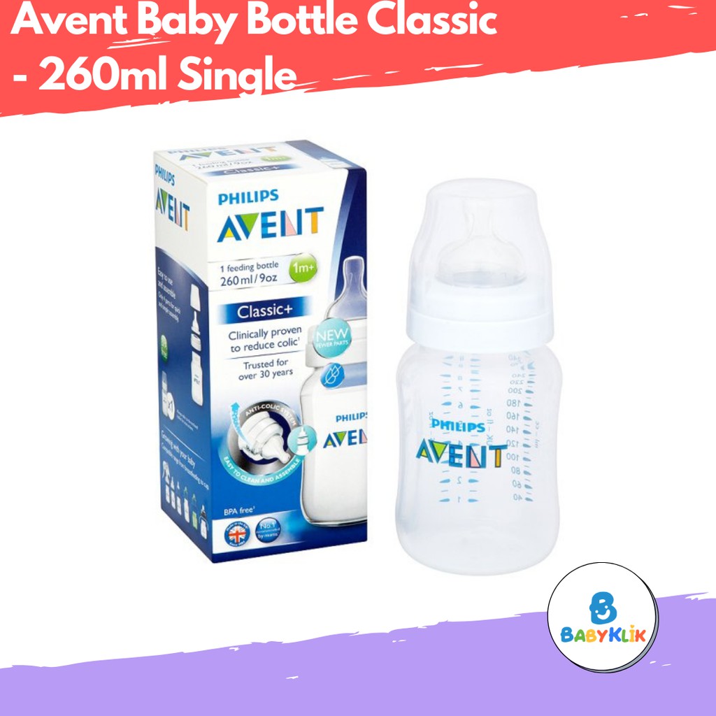 PHILIPS AVENT BABY CLASSIC BOTTLE 260ML SINGLE PACK/ BOTOL SUSU DOT BAYI