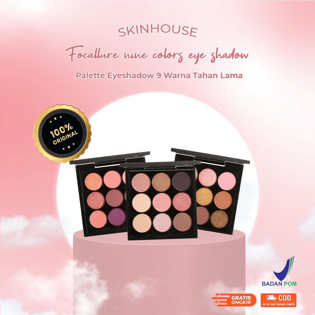 [ SKINHOUSEID ] FOCALLURE NINE COLORS EYESHADOW / 9 Warna Eyeshadow palette mata kosmetik