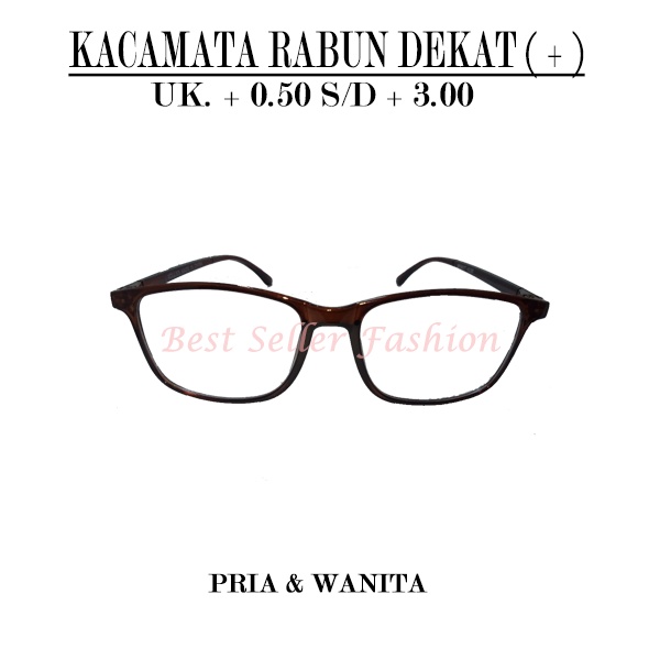 KACAMATA BACA LENSA FULL PLUS (+) +0.50 S/D +3.00 KACAMATA RABUN DEKAT PRIA WANITA FRAME COKLAT CLASIC TERBARU FREECASE