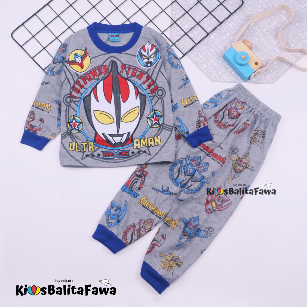 Setelan Marvell uk 5-6 Tahun / Bahan Kaos Anak Celana Panjang Laki Cowok Baju Tidur Piyama