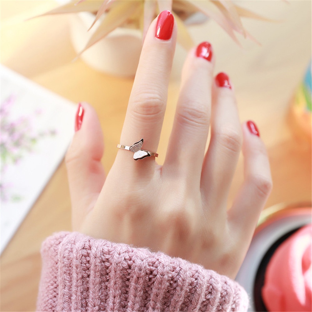 【COD Tangding】Simple Butterfly Index Finger Ring Female Fashion Decorative Ring Ornaments