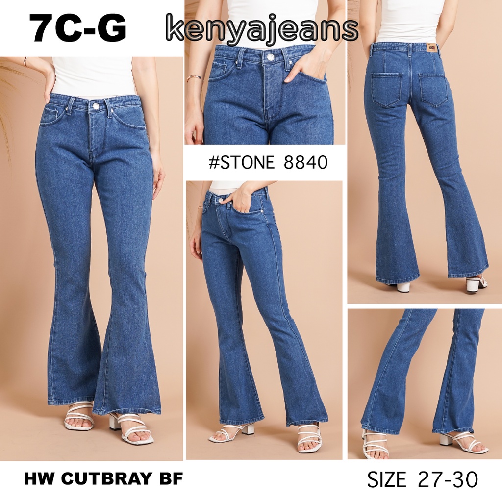 7C-G CELANA JEANS PREMIUM HIGHWAIST CUTBRAY BIRU JEANS /BOYFRIEND CUTBRAY /NONSTREACH JEANS /27 - 30