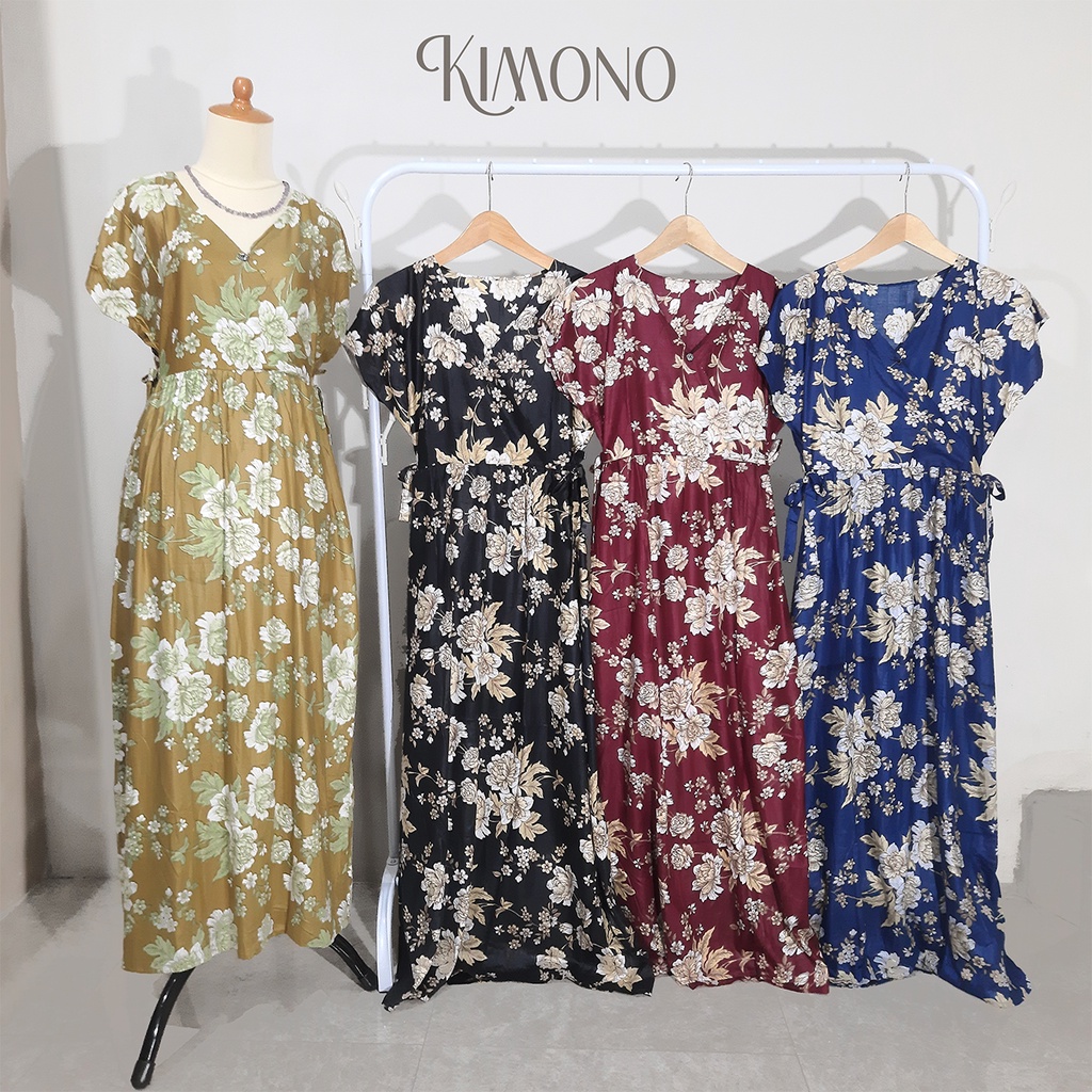 Daster Kimono Panjang rayon jumbo busui long kimono dress