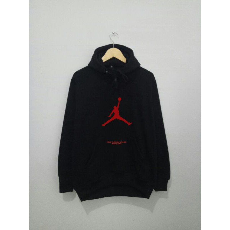 Hoodie quote jordan hitam logo merah