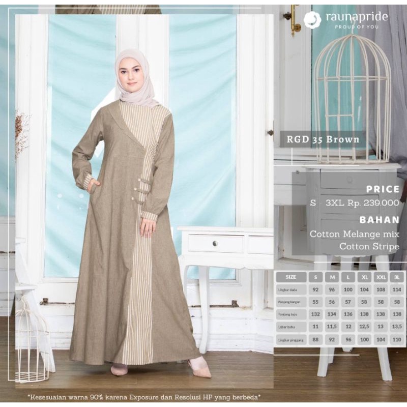 gamis dewasa dress terbaru Rauna 2022 RGD 35 bahan catton baju couple