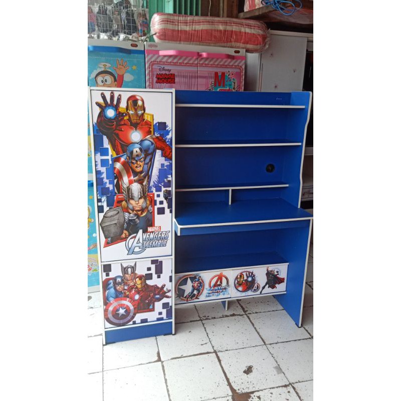 MEJA BELAJAR + LEMARI PAKAIAN AVENGERS