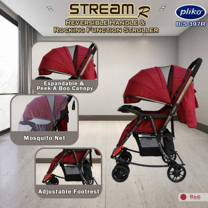 Stroller Pliko Stream 387 / Dorongan Pliko Stream R 397 Kereta Dorong Bayi Reversible Dua Arah