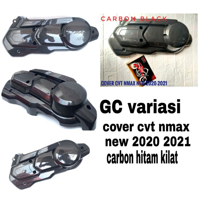 COVER TUTUP CVT NMAX NEW 2020-202/COVER TUTUP CVT MESIN NMAX NEW 2020-2021 MOTIF CARBON HITAM KILAT