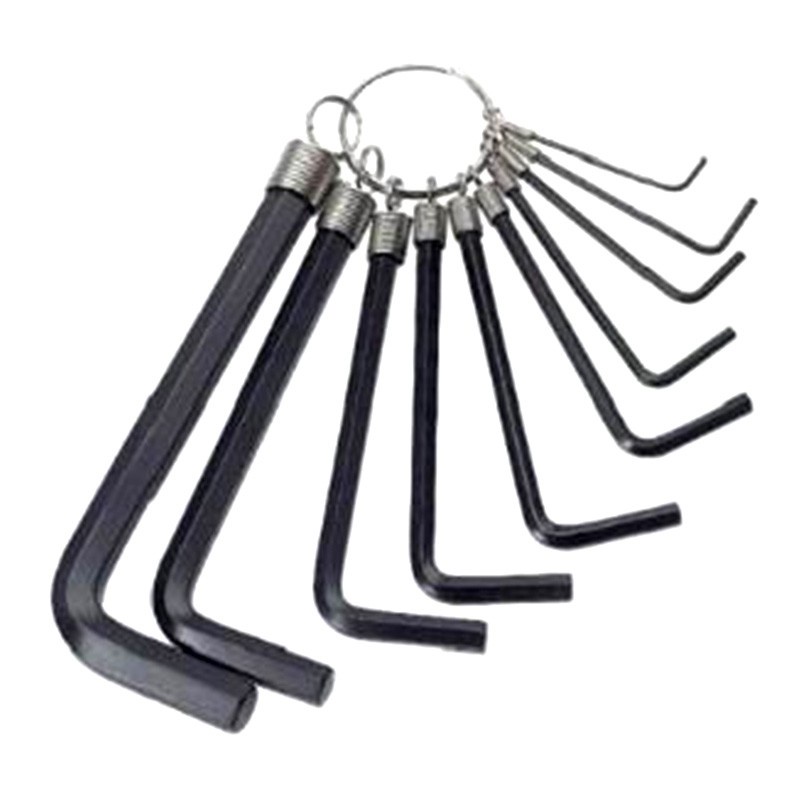 KUNCI L SET Isi 10 Pcs Hex Key Ring 10 in 1 Tools Gantungan Kunci Pendek Mrah Original