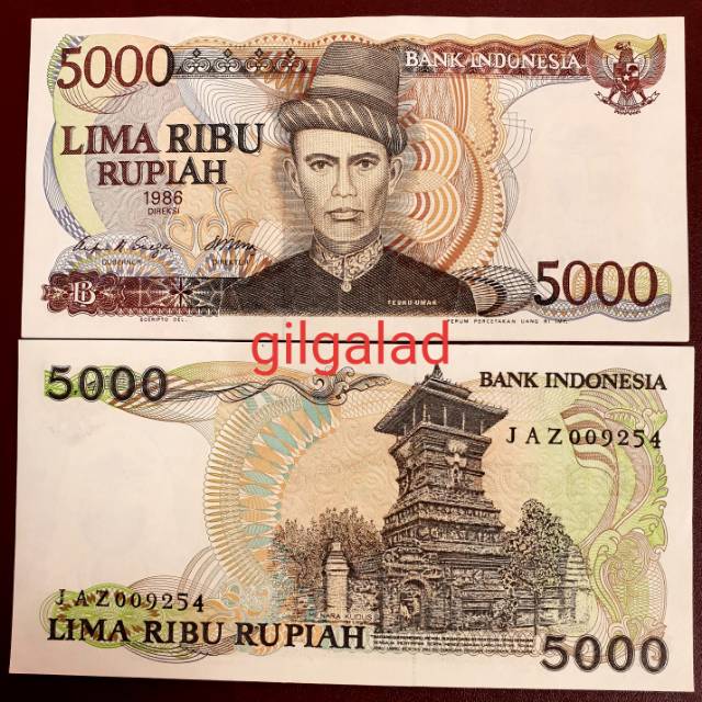 [GRESS/UNC] 5000 RUPIAH TEUKU UMAR 1986 UANG KUNO