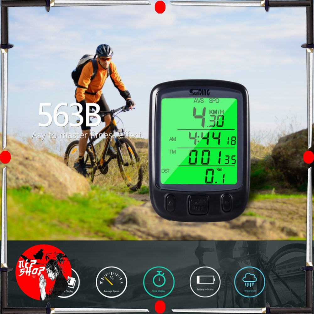 SunDING Speedometer Sepeda Backlight LCD - SD-563A - Black