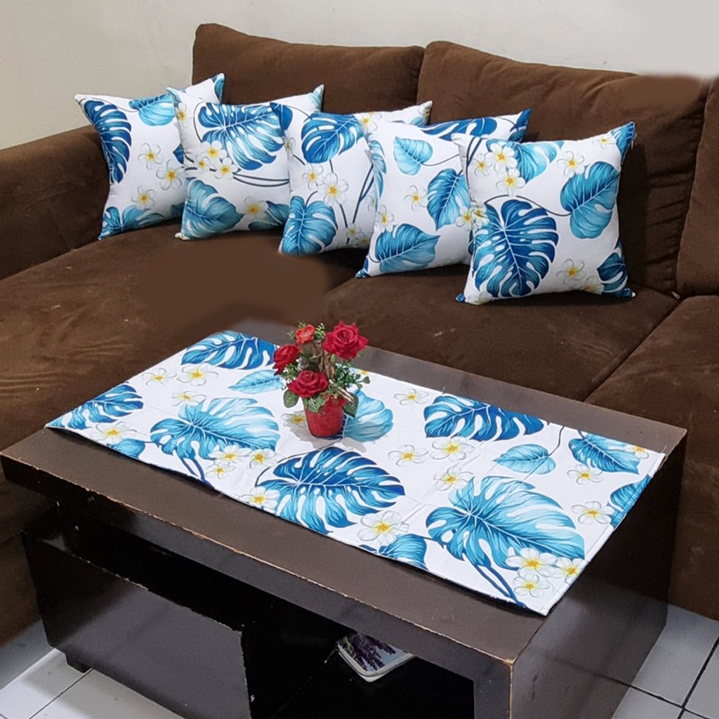 [✅COD] SARUNG BANTAL KURSI SOFA SET 5 PCS + TAPLAK MEJA HOME DECOR PERLENGKAPAN DEKORASI HIASAN INTERIOR RUANG TAMU KAMAR TERAS RUMAH MINIMALIS MODERN ANEKA MOTIF AESTHETIC CANTIK MEWAH SEDERHANA MURAH