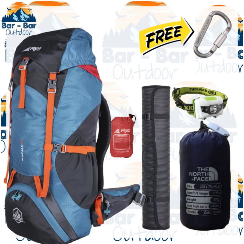 Paket Murah Peralatan Survival Tas Gunung Outdoor Carrier Arei Rei Makalu 60L