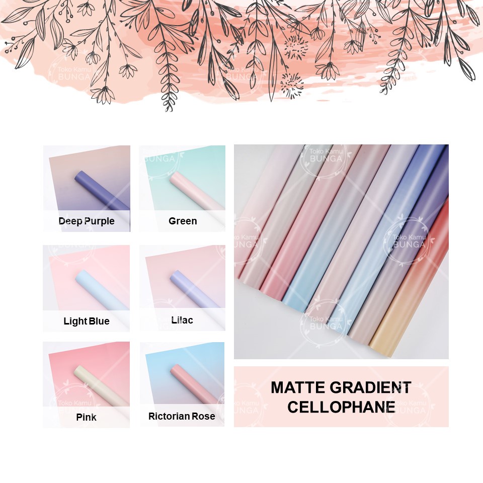 

[5 Lembar] Cellophane Matte Gradient | Flower Wrap / Kertas Buket Bunga