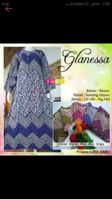 Longdress Batik Jumbo Glanesa Motif Zigzag Grosir Pakaian Jumbo Kekinian Gamis Syari Murah