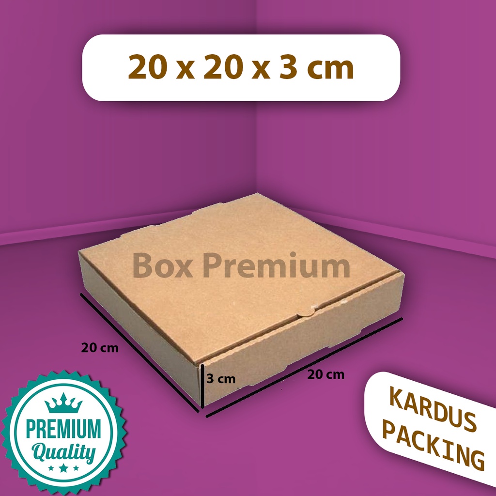 

{ISI 5 pcs} Kotak Kardus Dus Box Kemasan Pizza Kue Pakaian Donat 20x20x3 cm Polos